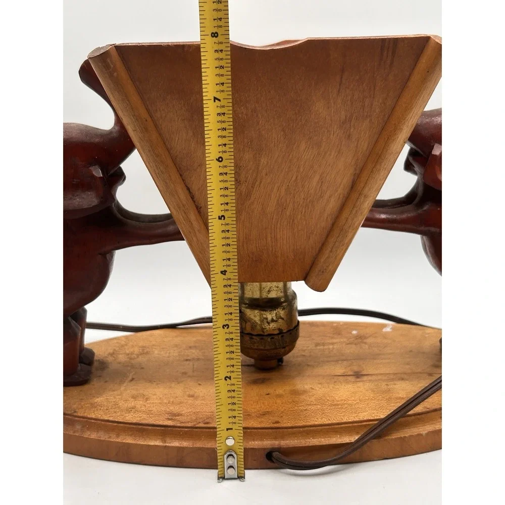 Vintage‎ Handmade Wooden Elephant Planter Lamp